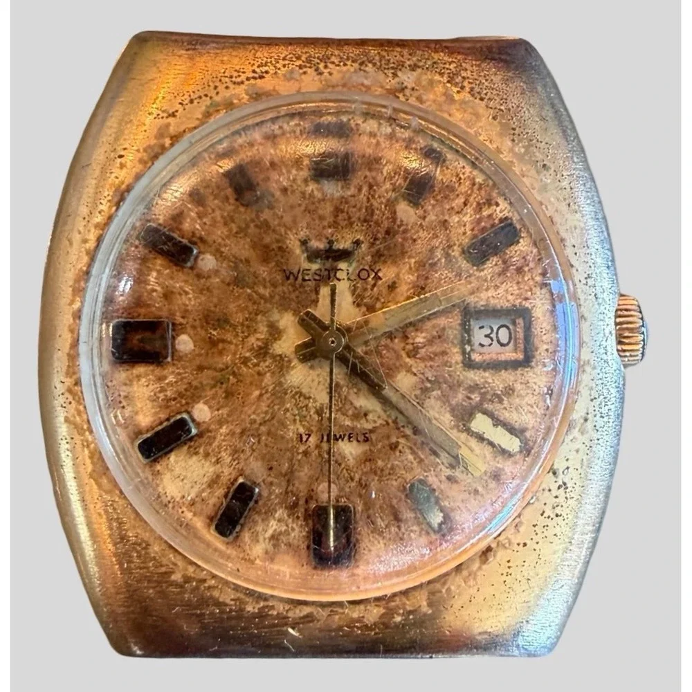 Vintage Westclox 17 Jewel Mechanical Watch | Runs | Heavy‎ Patina Dial | Date